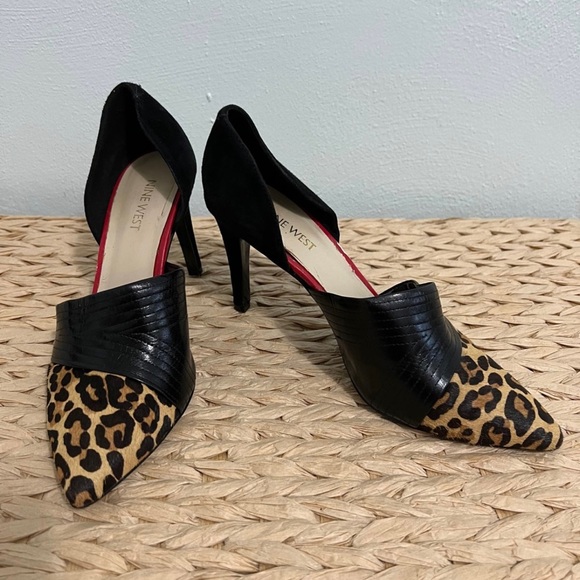 Nine West Shoes - NINE WEST Suede/Cowhide Leopard Pump